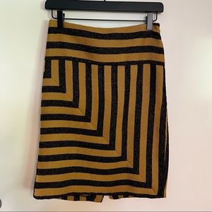 Anthropologie Eva Franco Pencil Skirt, yellow striped, size 6